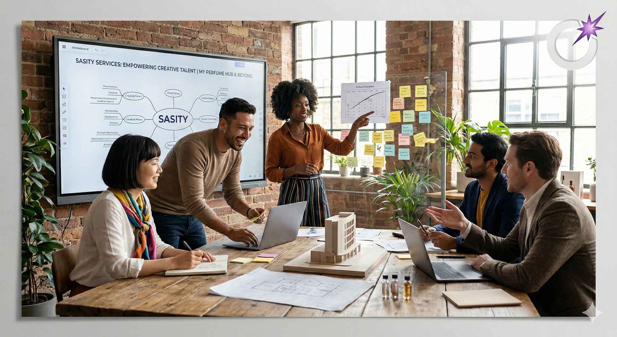 Sasity team collaborating to empower creators worldwide